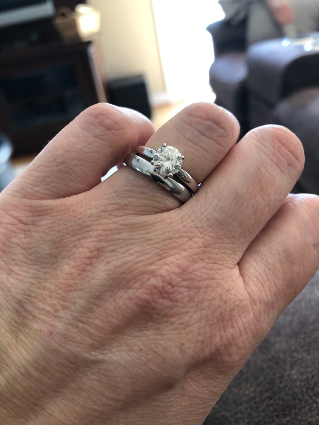Customer photo review of Classic Solitaire Round Moissanite Four Prong Engagement Ring