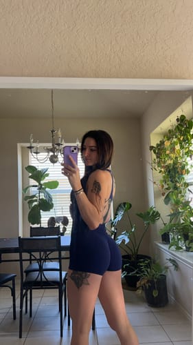 Customer photo review of Navy Sleeveless Zipper Scrunch Butt Romper