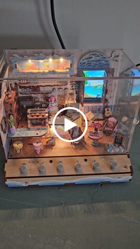 Customer video review of Seaside Cafe DIY Miniature & 6 Sound Effects Scene House