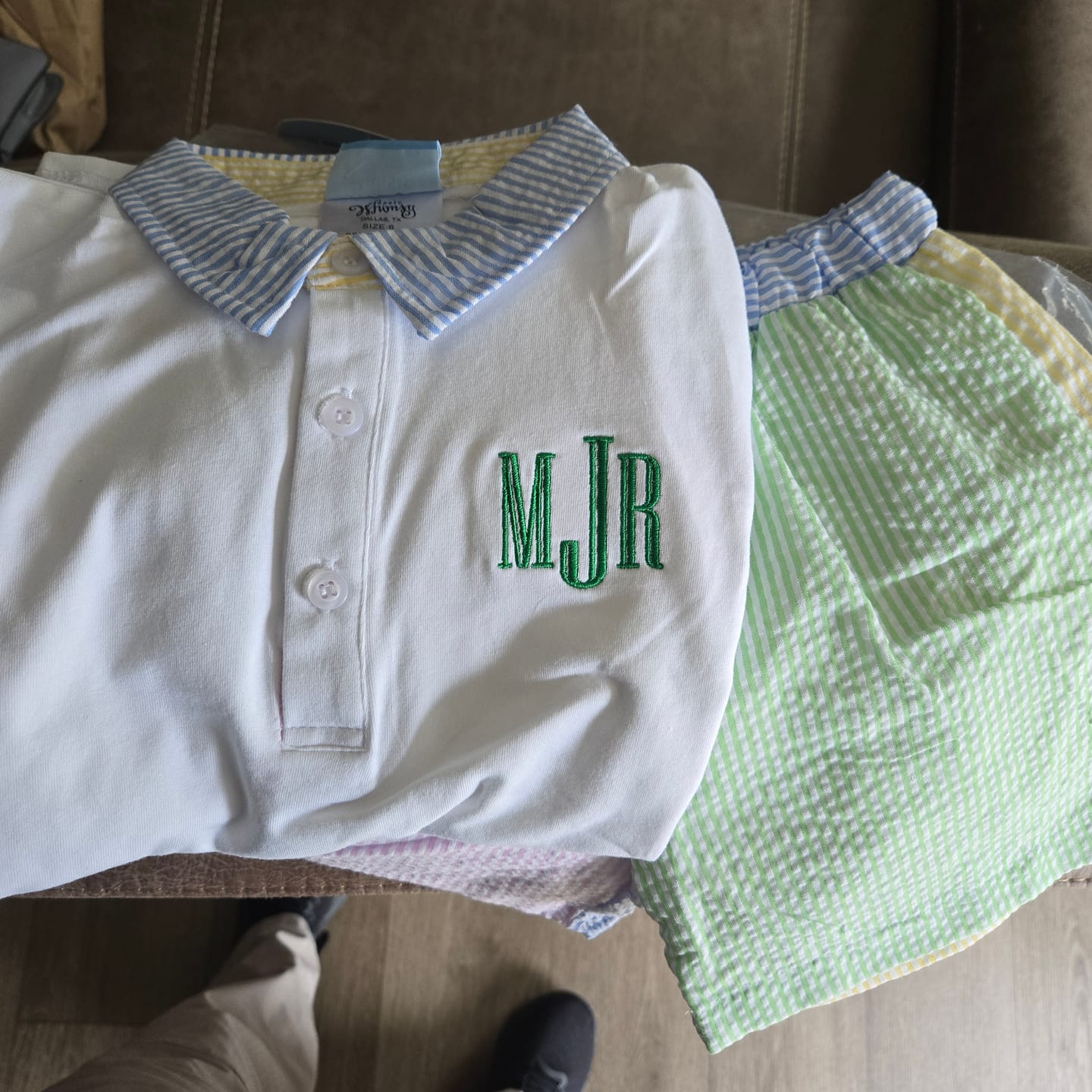 Customer photo review of Multi Stripe Seersucker Polo Short Set
