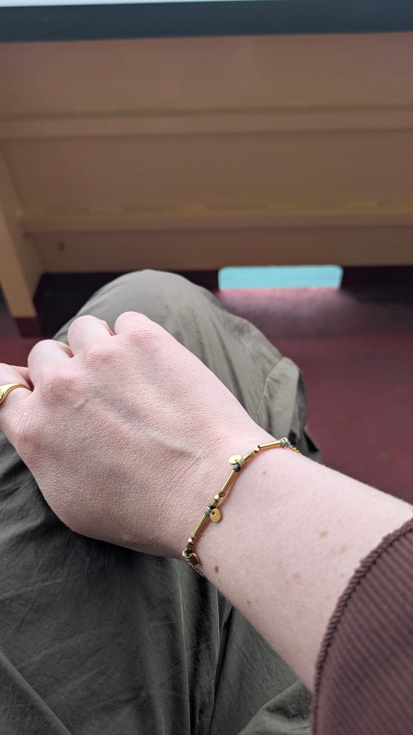 Customer photo review of Neri Gold Disc Bracelet