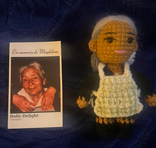 Customer photo review of Dolly® Personalized Crochet Doll with Photo Card