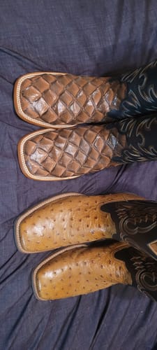 Customer photo review of Cognac Pirarucu Leather Boots - Square Toe