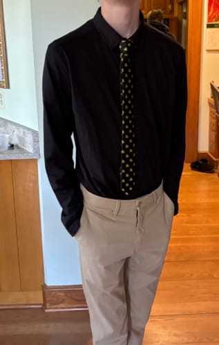 Customer photo review of Long-Sleeve Casual Button-Down: Granite Grey