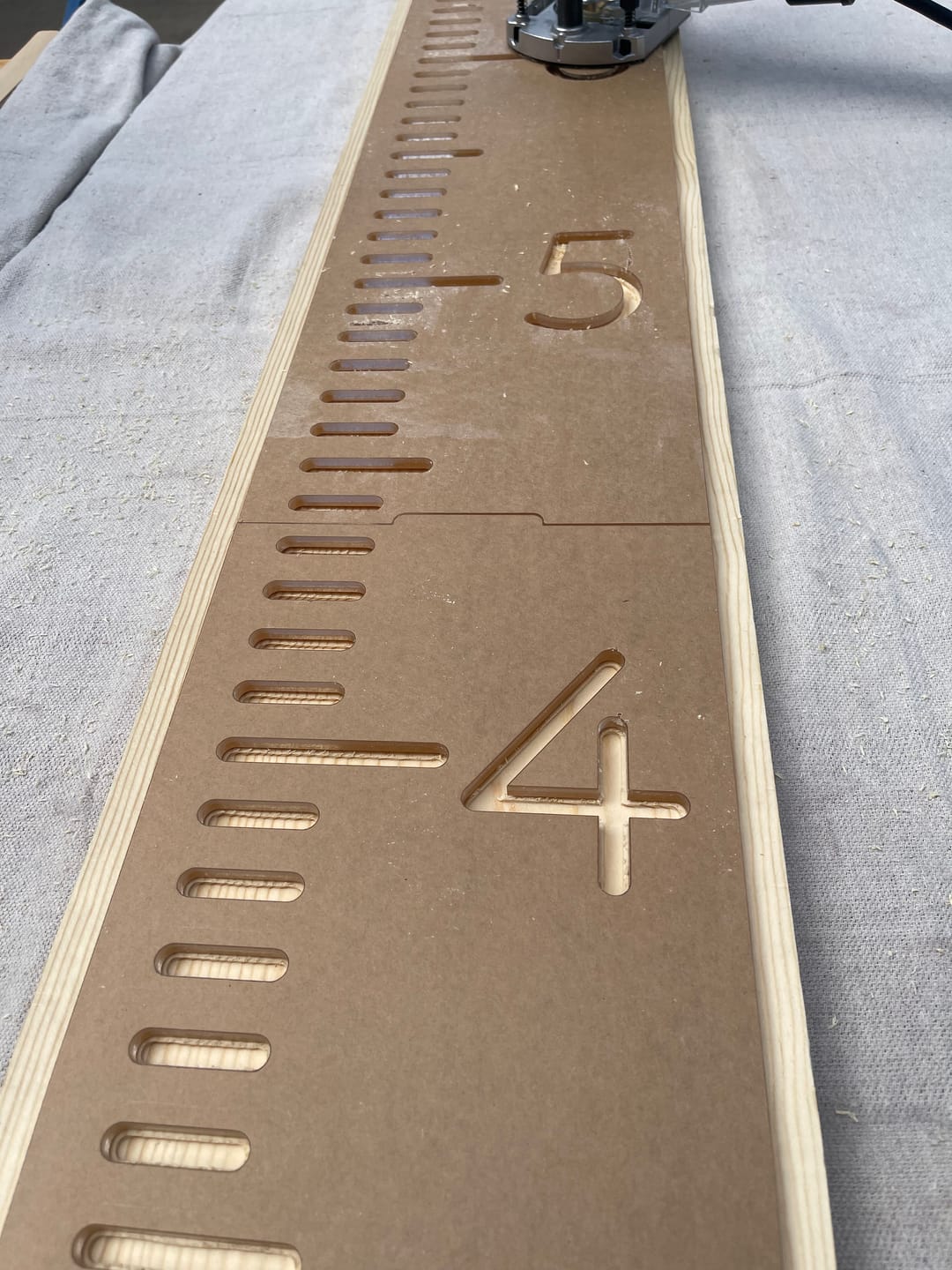 Customer photo review of 79.2X7.875" 3 Piece Growth Chart Inlay Acrylic Router Template Set