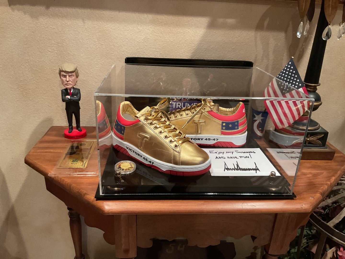 Customer photo review of Large Display Case for Small Basketball High Top Shoes, Sneaker(s), Lacrosse, Soccer, & Football Cleats with Clear Case No Wall Mount