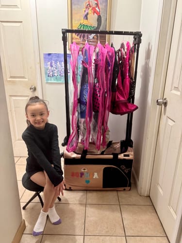 Customer photo review of Glam'r Gear® Mobile Changing Station™ Dance Duffel Bag with Built-In uHide® Rack