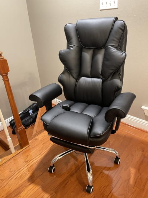 Customer photo review of Homrest 6-Point Massage Heat Ergonomic Reclining Office Chair with Footrest Black