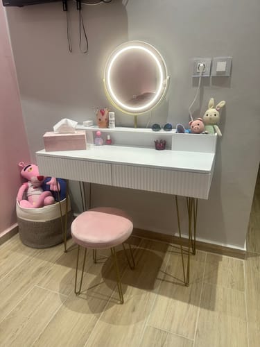 Customer photo review of Τραπέζι Μπουντουάρ Μακιγιάζ Tουαλέτας Με Σκαμπό Κρεβατοκάμαρας Καθρέφτης Αφής Ρυθμιζόμενης Φωτεινότητας RV-T619W01