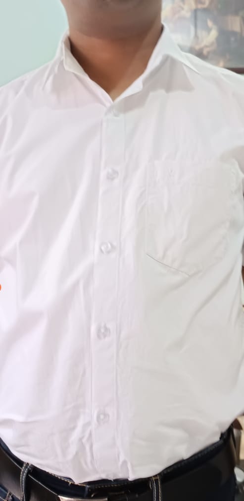 Customer photo review of Liberty - 100% Cotton Formal White Shirts For Men | Uathayam