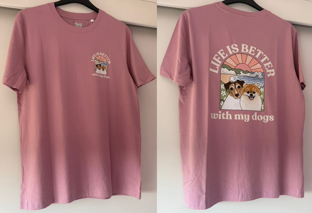 Customer photo review of Personalised Life Is Better With Your Dog T Shirt