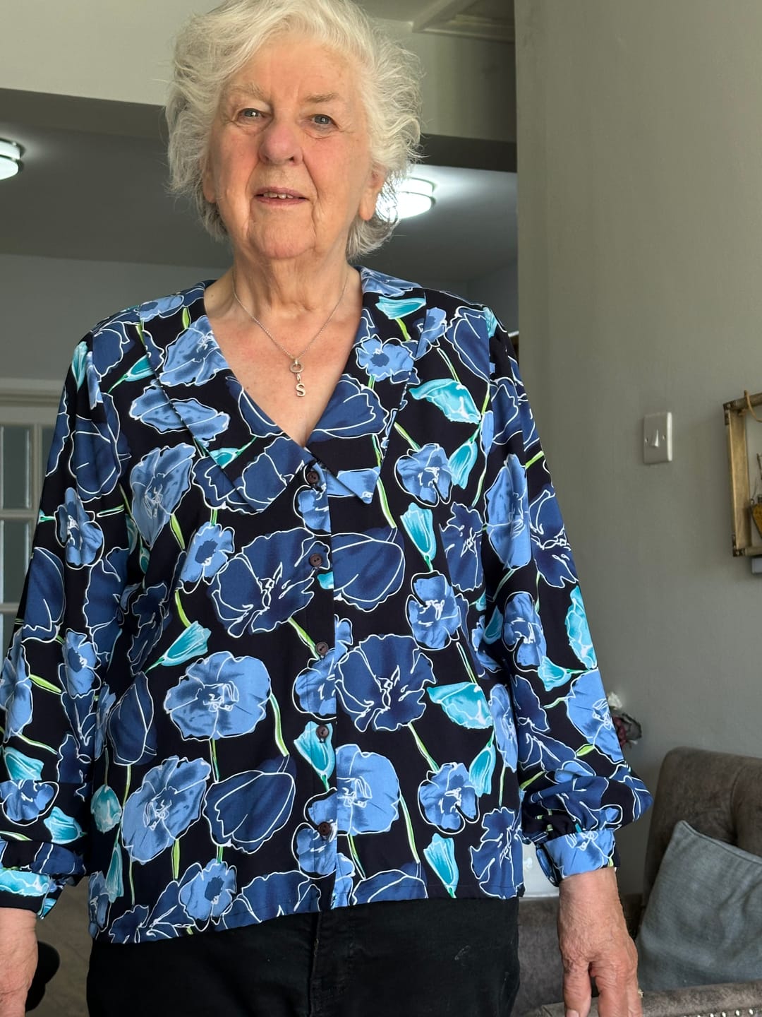 Customer photo review of Flower Drawings on Black Viscose Challis Fabric