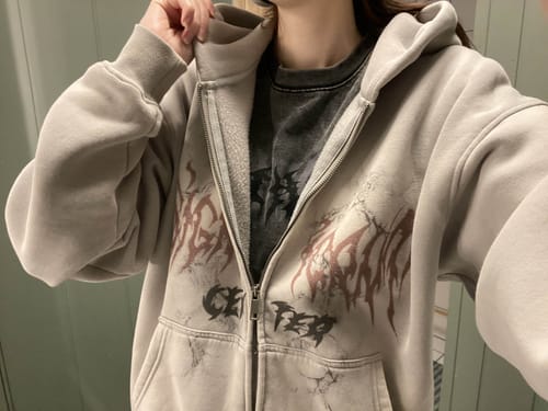 Customer photo review of NEV Blurring Gpthic Print Hoodie