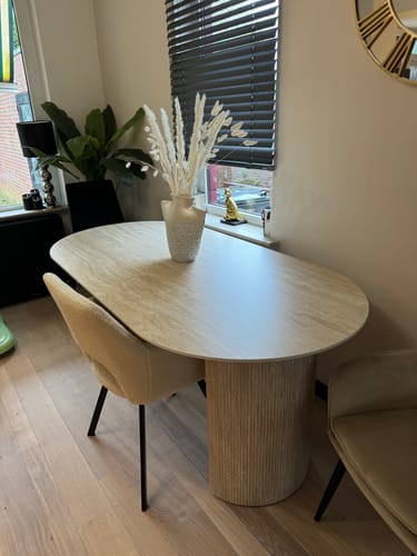 Customer photo review of Eettafel Lunara - Ivoor - Keramisch Travertin - 180 cm - Ovaal