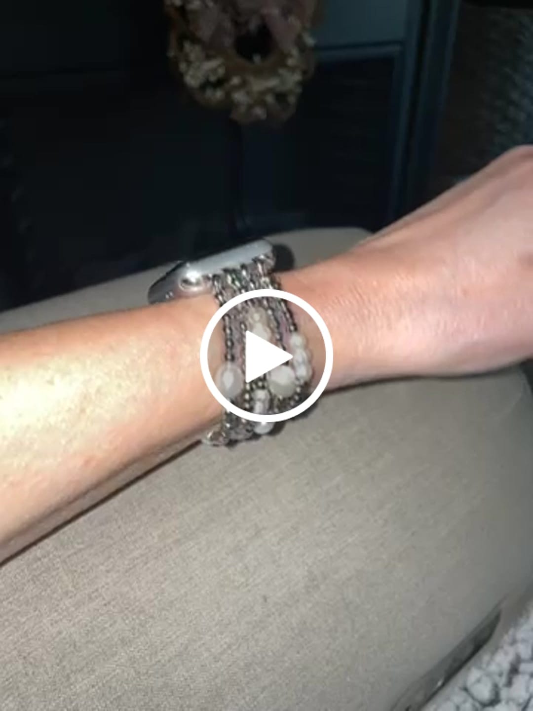 Customer video review of Pearl and Silver Stretch Apple Watch Strap