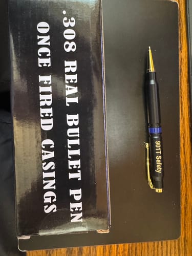 Customer photo review of .308 Real Bullet Casing Refillable Twist Pen - Tactical Gift Box - Thin Blue Line