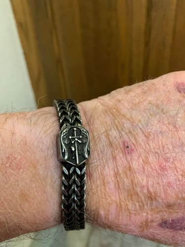 Customer photo review of St. Michael Defend Us Bracelet - Helps Pair Veterans With A Service Dog Or Shelter Dog