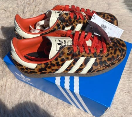 Customer photo review of Adidas Samba OG 'Preloved Red Leopard' – Women’s