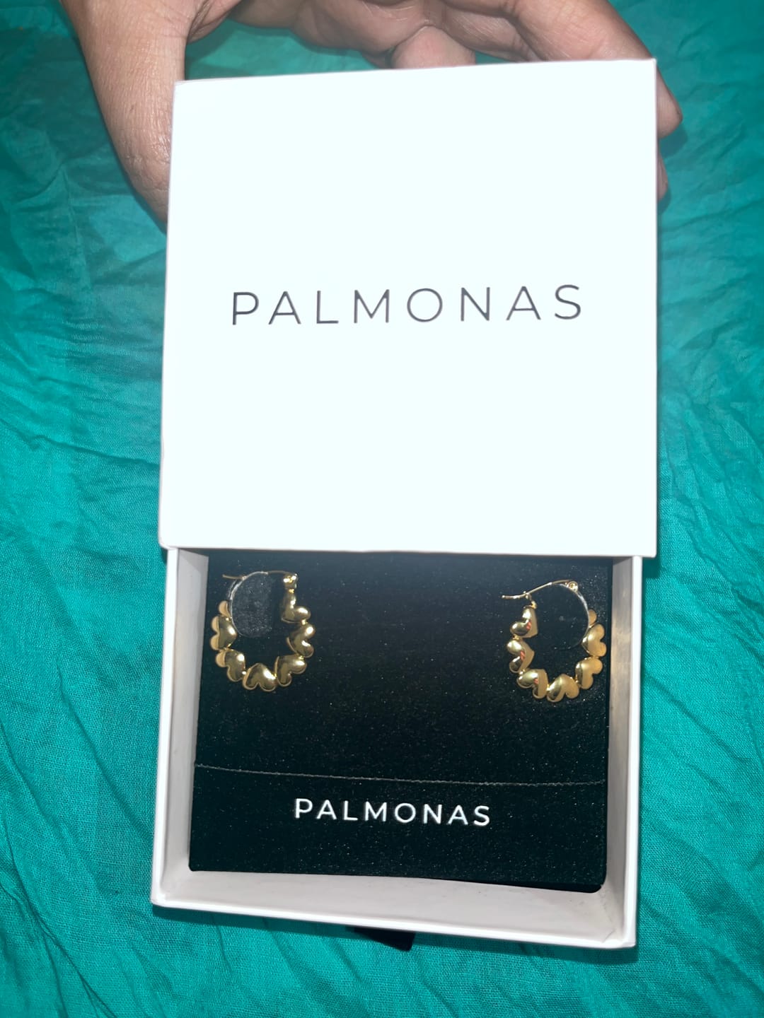 Customer photo review of Heart Link Hoop Earrings