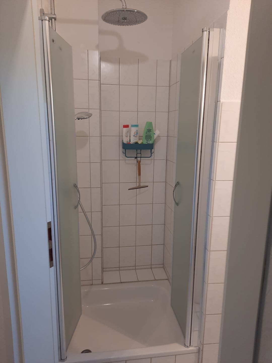 Customer photo review of Duschtür Nische mit Pendeltür, Duschkabine Nischentür Dusche - Satiniertes Glas