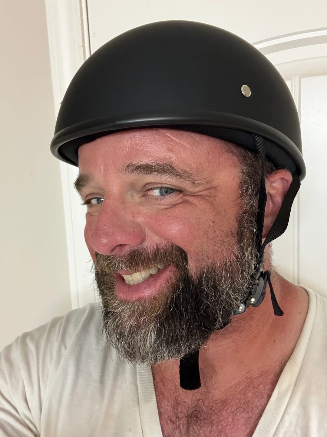 Customer photo review of World's Smallest & Lightest DOT Open Beanie Helmet - Matte Black