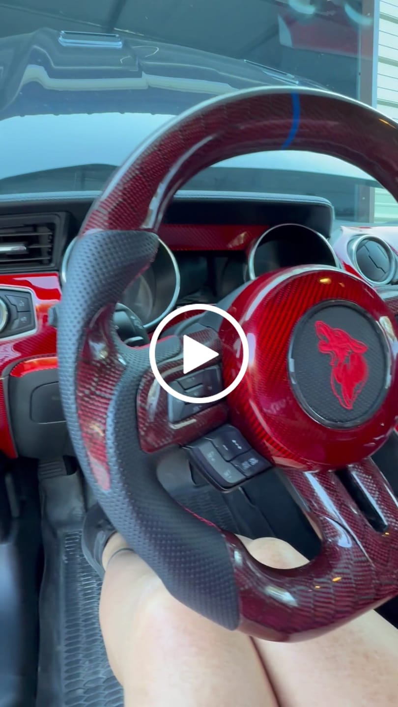 Customer video review of Mustang 2015-2023 Real Carbon Fiber Whole Front Dash Overlay