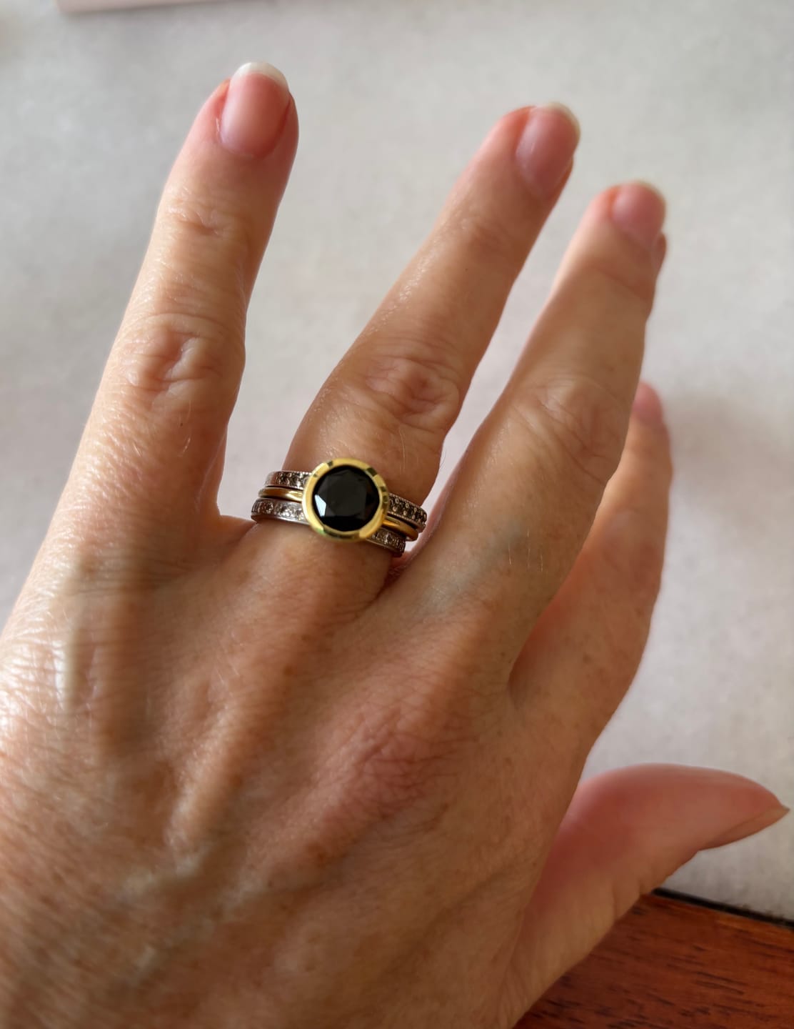 Customer photo review of 8mm Gemstone Brass Ring