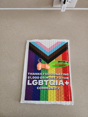 Customer photo review of LGBTQAI+ Donation Prank Package