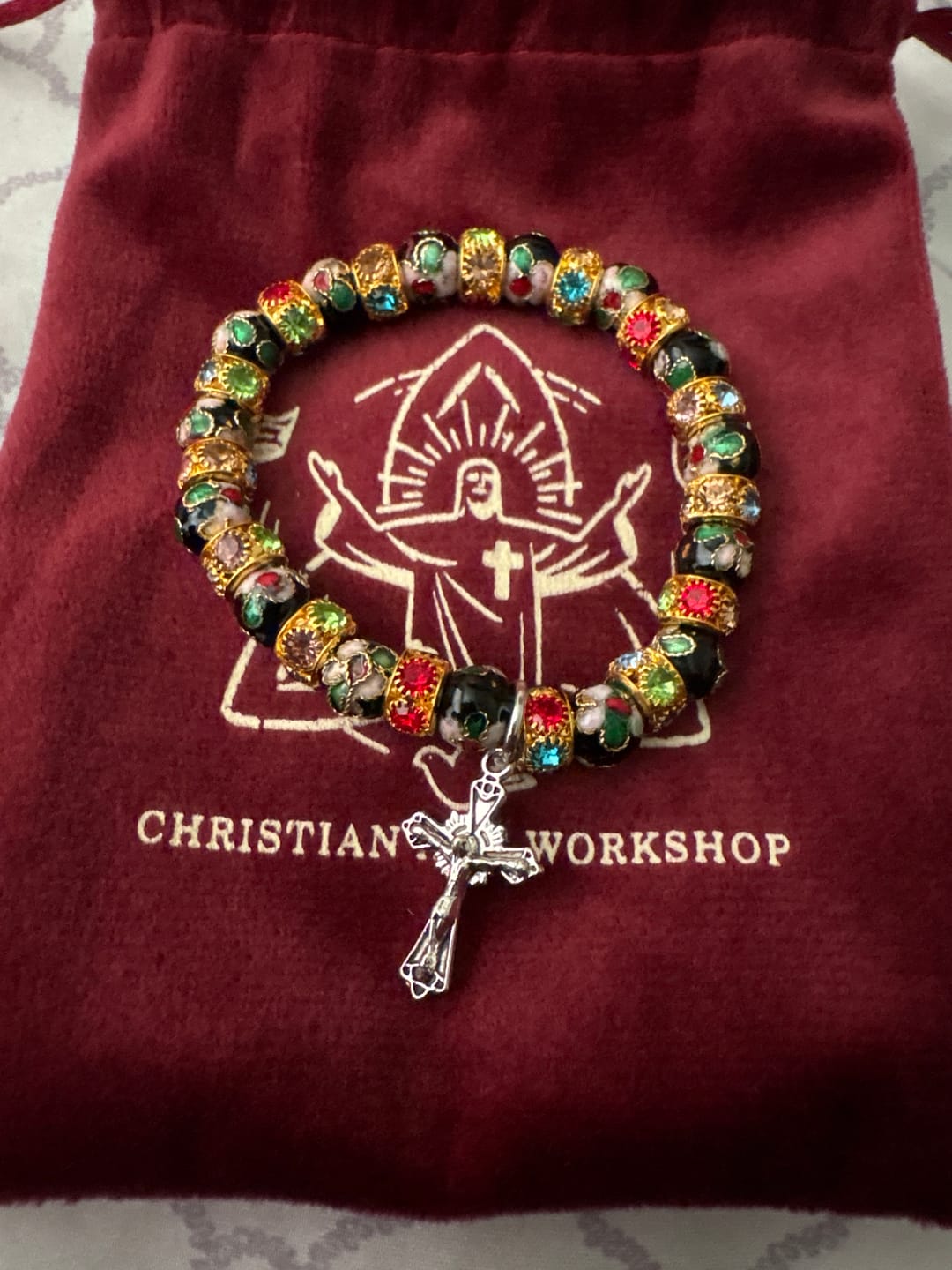 Customer photo review of FREE Today: Handcrafted Cloisonné Beads Timeless Faith Bracelet: A Testament of Christ's Presence