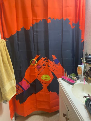 Customer photo review of Shanell Orange Shower Curtain