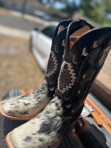 Customer photo review of Genuine Cowhide Boots - Square Toe