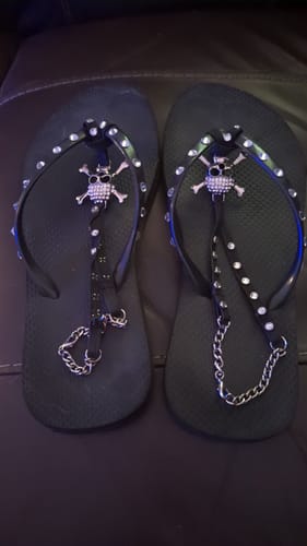 Customer photo review of Just Love Skulls Flip Flops