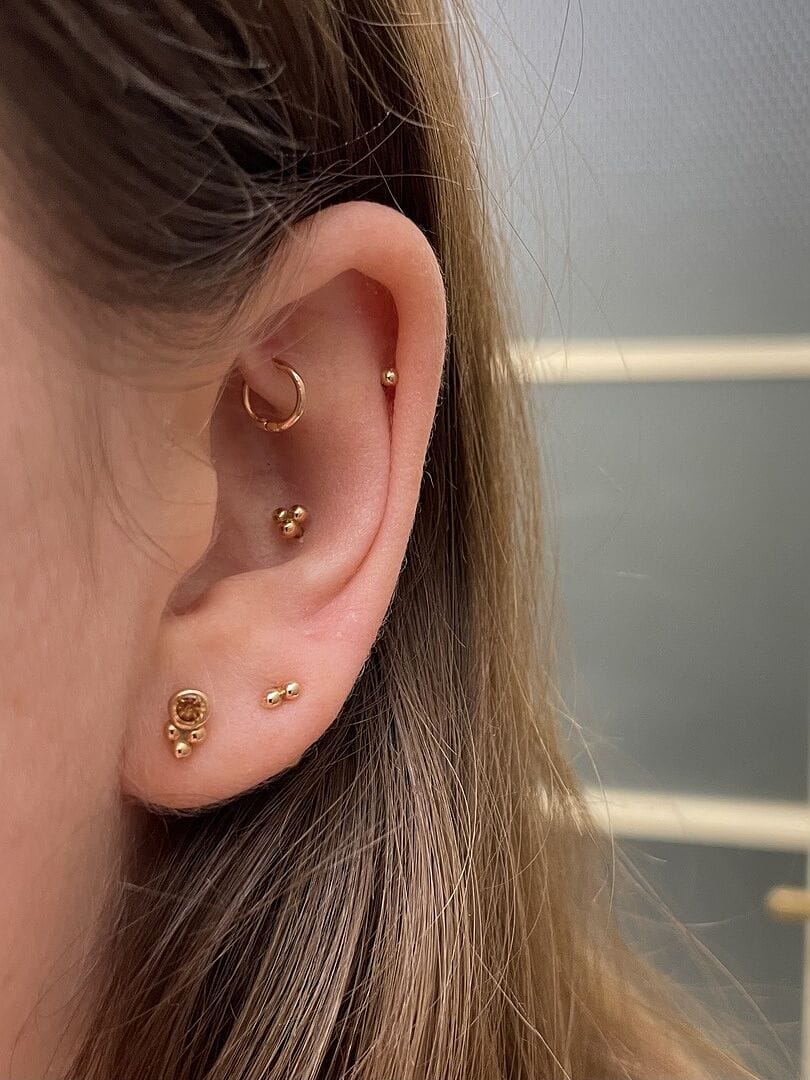 Customer photo review of 14K Gold Mini Cartilage Hoop Earring