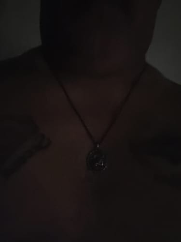 Customer photo review of Memento Mori Talisman Necklace: Helps Pair Veterans With A Service Dog Or Shelter Dog