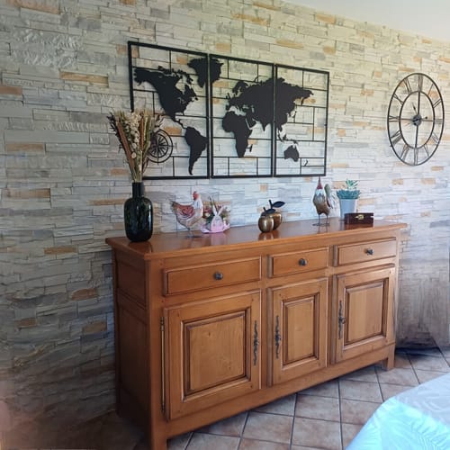 Customer photo review of Décoration Murale en Métal - Triptyque Carte du Monde (M4)