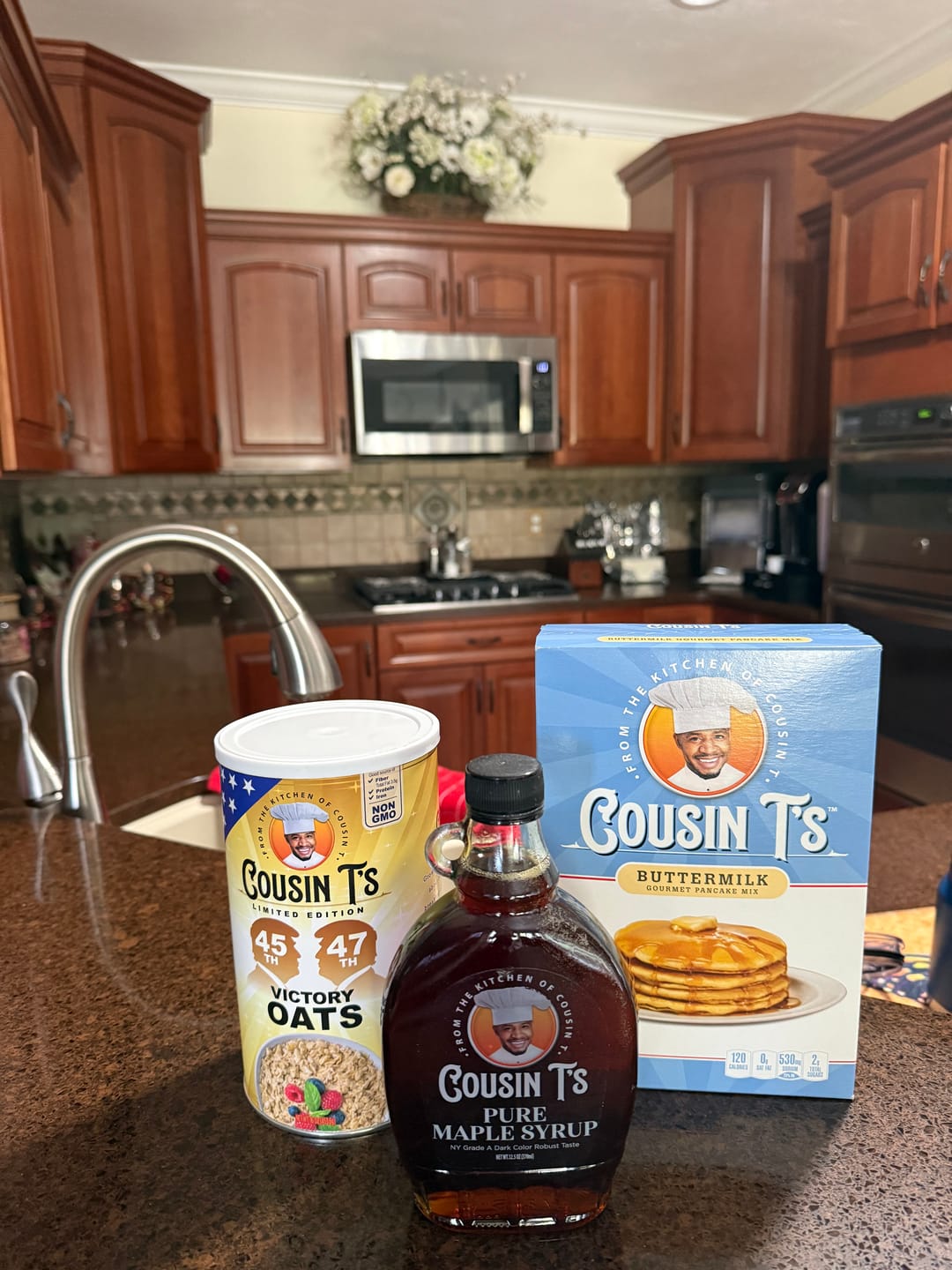 Customer photo review of Cousin T's Maple Syrup & Pancake Mix Bundle