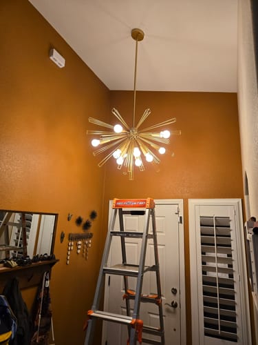 Customer photo review of 10-Light Geometric Sputnik Sunburst Chandelier