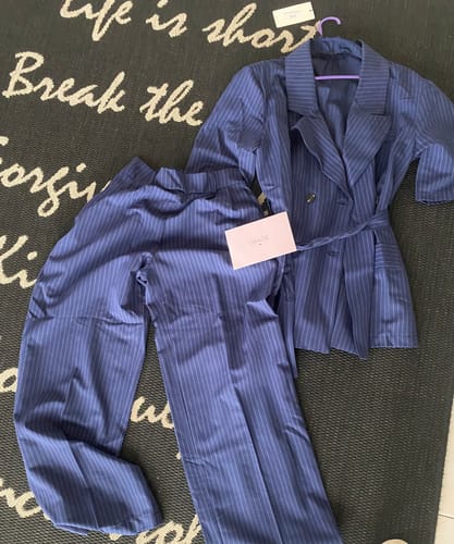 Customer photo review of Tailleur Cadice Gessato (Blazer + Pantalone) Blu