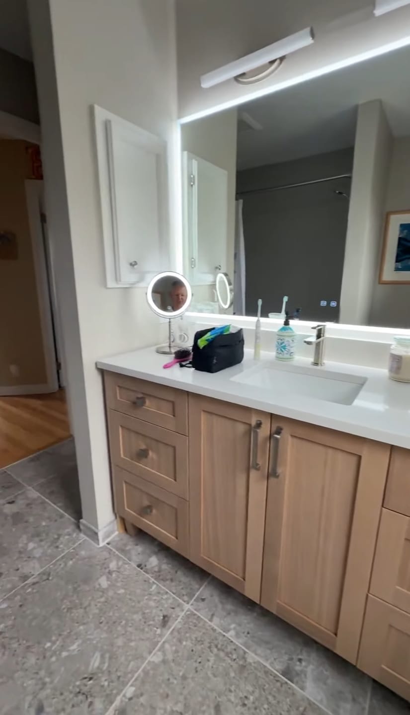 Customer photo review of Bridgeport 60" White Oak Bathroom Vanity