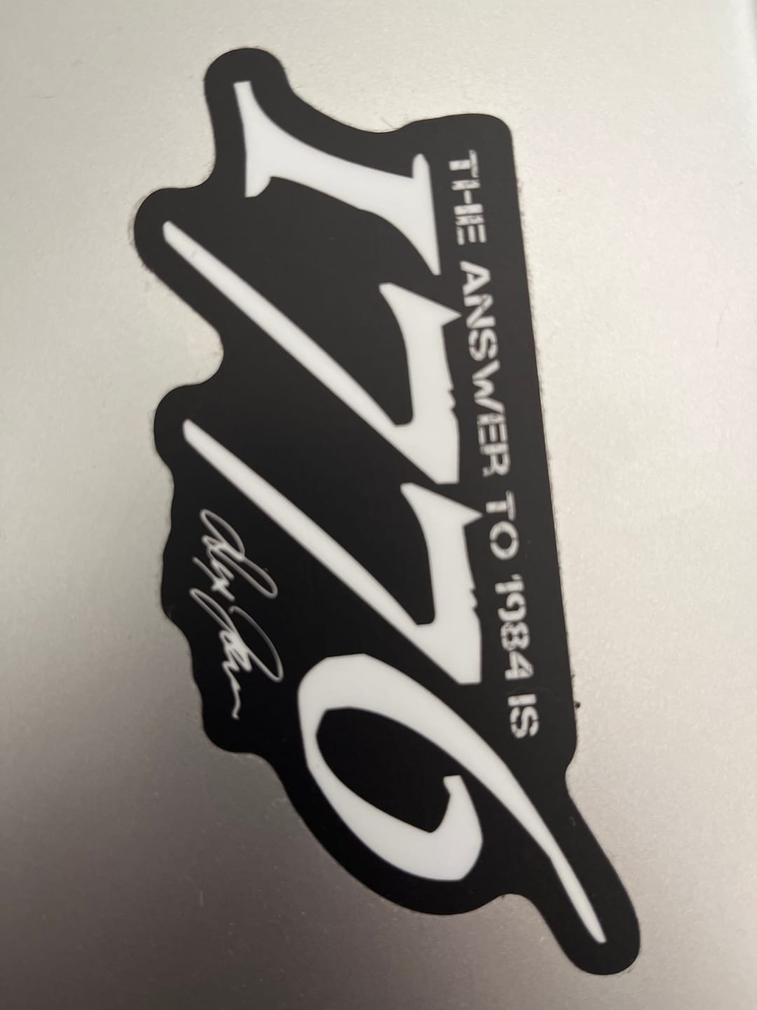 Customer photo review of The Answer to 1984 Decal