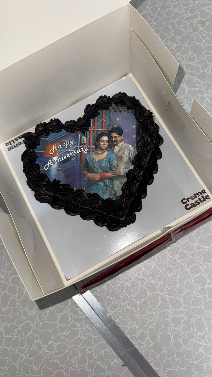 Customer photo review of Heart Shaped Anniversary Photo Cake