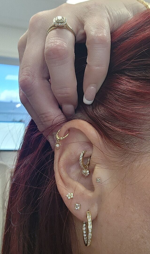 Customer photo review of 14K Gold Hoop Charms