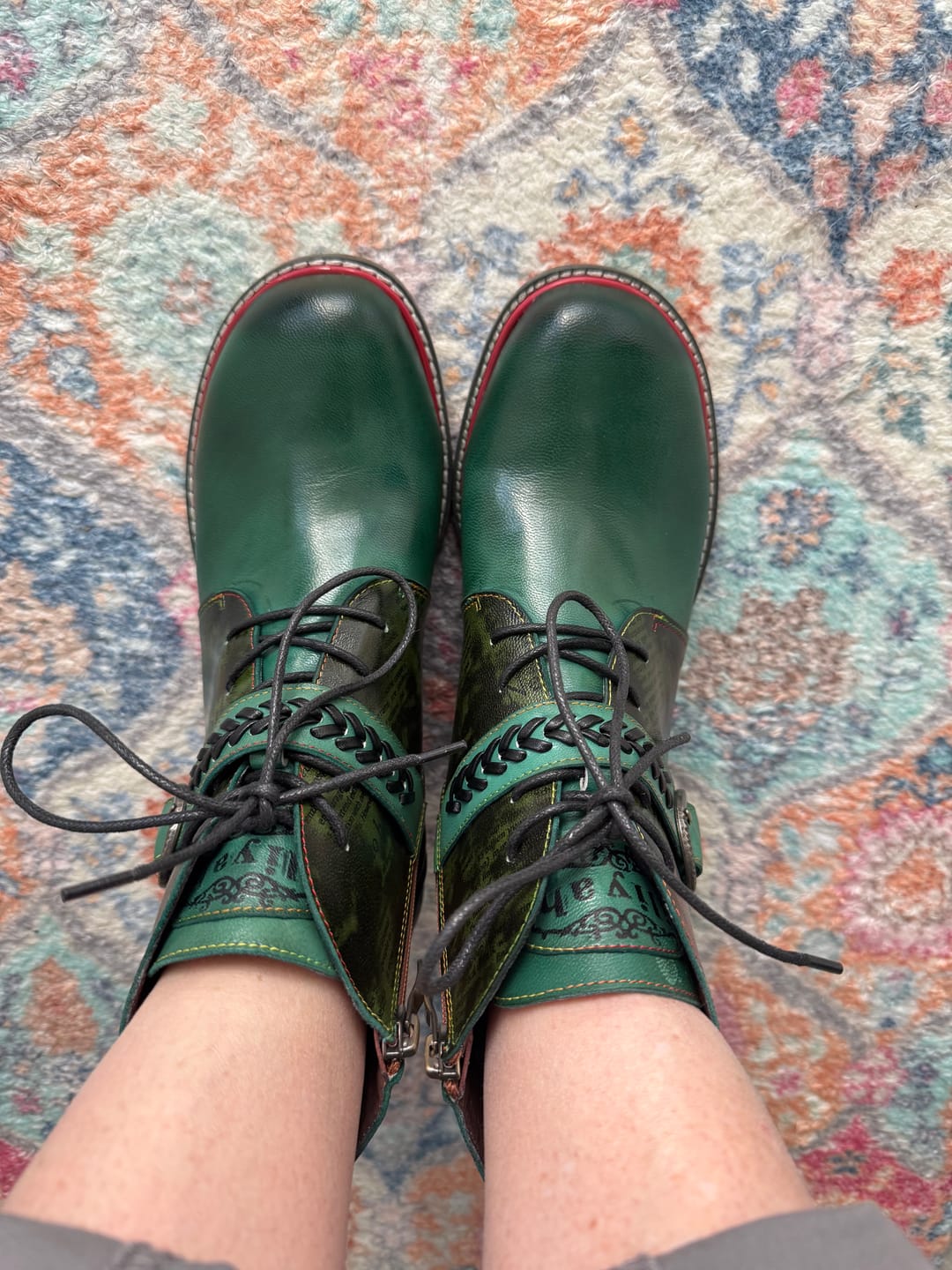 Customer photo review of Retro Casual Style Strap Low Heel Booties