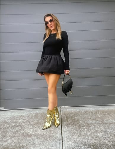 Customer photo review of Matthew Boot Gold Metallic Leather