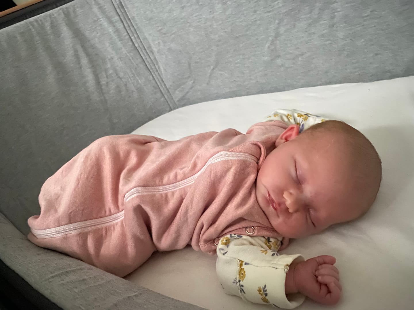Customer photo review of sleep swaddle bag pink | 0-3 Months | 1 Tog