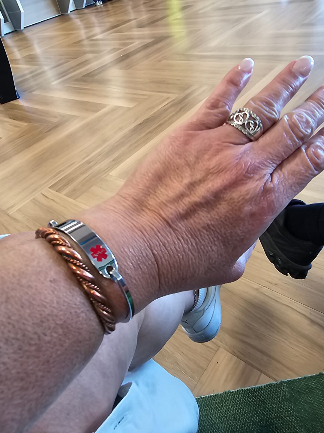 Customer photo review of Personalised Silver Medical Alert ID Bangle Bracelet