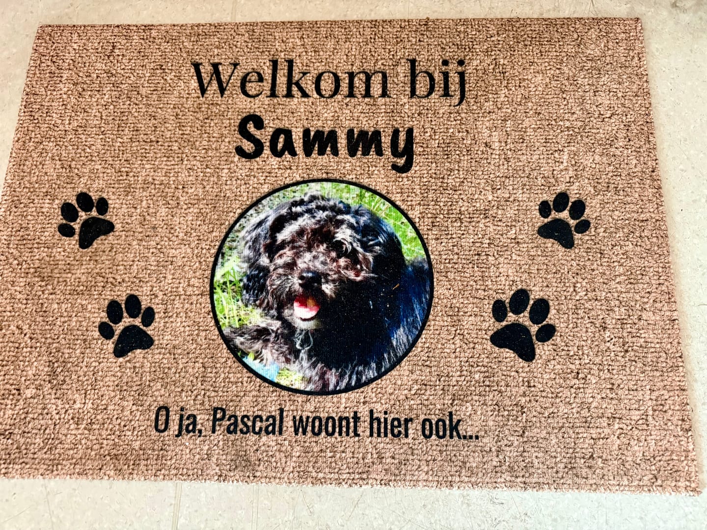 Customer photo review of Eigen foto - Gepersonaliseerde huisdier deurmat