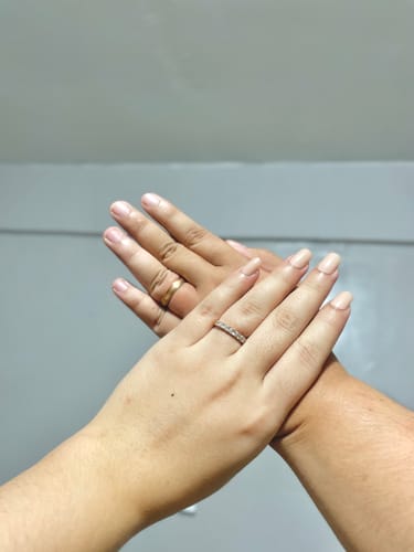 Customer photo review of Minimalist Tres Modified Wedding Rings