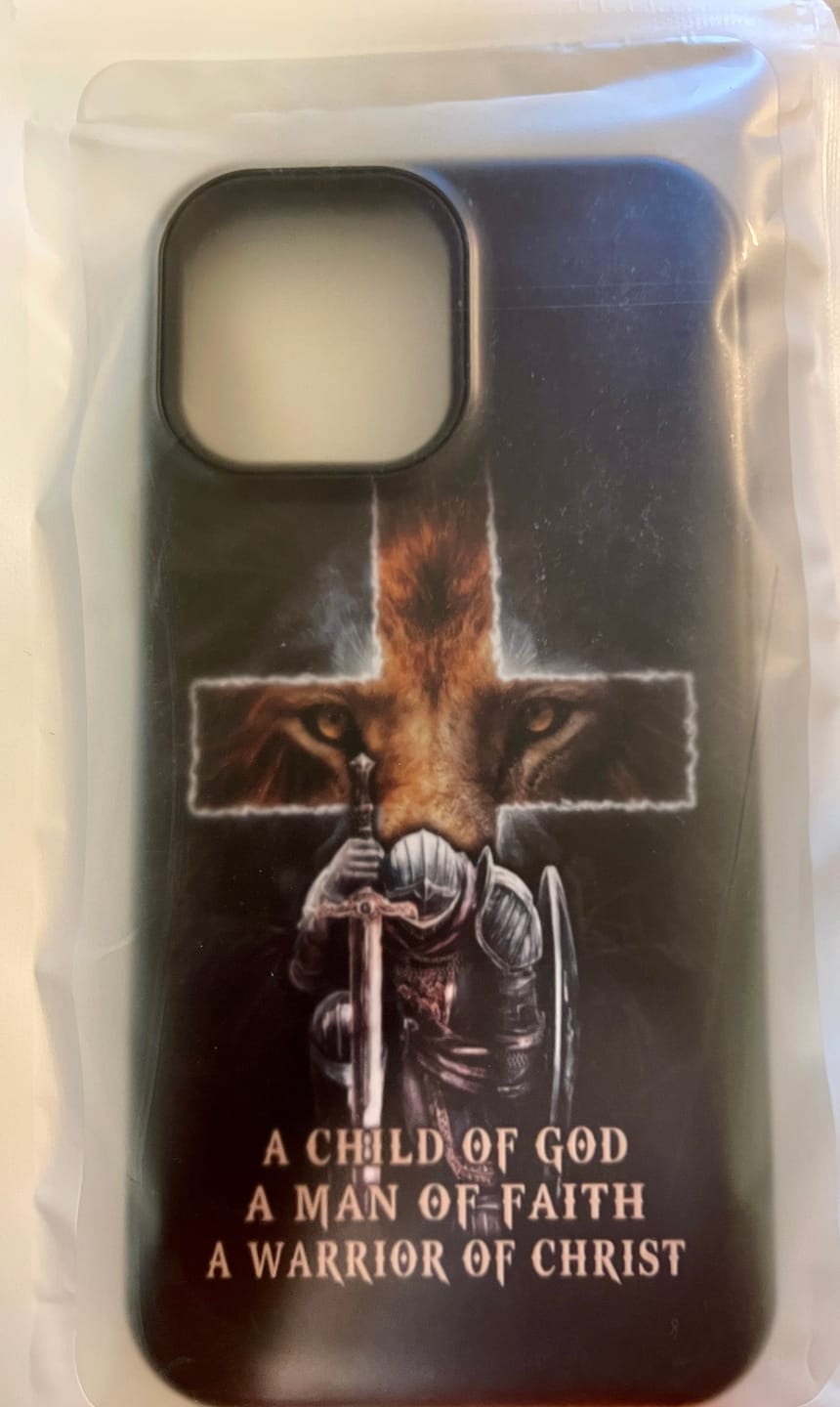 Customer photo review of A Child Of God A Man Of Faith A Warrior Of Christ Christian Phone Case