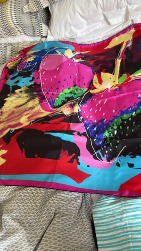 Customer photo review of Jane Carr Abstract Colourful Designer Silk Scarf